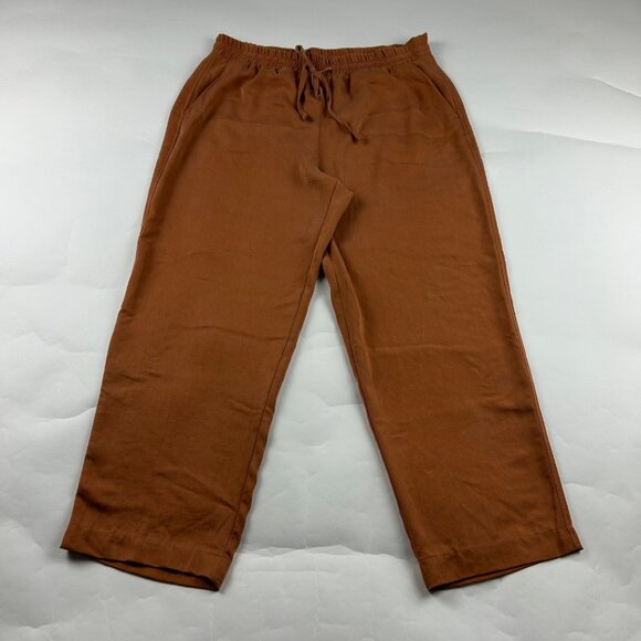 H&M Clay Brown Soft Tencel Relaxed Leg Capri Pant M - Picture 1 of 7